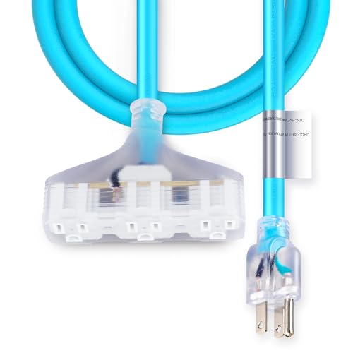 DURATECH 3FT Outdoor Extension Cord, 3-Prong Lighted End, 14Guage/3C SJTW, Heavy Duty Extension Cable for Indoor/Outdoor Use, 15A, 125V, 1875W, for Ki