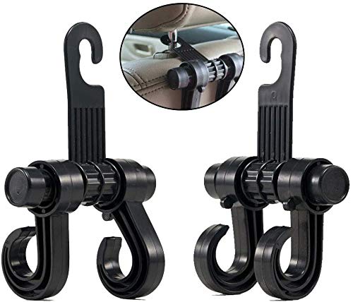 Auto-Kopfstützenhaken für den Rücksitz, 2er-Set, für Einkaufstaschen, Mäntel, Geldbörsen, LKWs und mehr, schwarze Kopfstützenhaken (2 Stück) Cover
