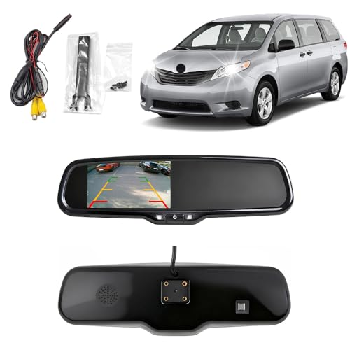 4.3 inch Car Video Monitor Auto Rear View Mirror LCD Screen for Toyota Harrier Deluxe Premium 2022 2023 2024 2 Ways RCA Input 1000 Brightness