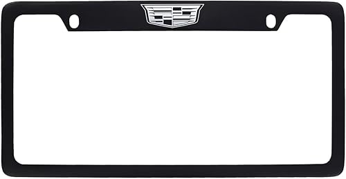 Miniatura 4 de Cadillac Crest - Soporte de metal para placa de matrícula, recubrimiento en polvo negro con cromo expuesto