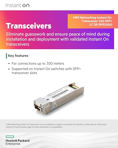Image of HPE Networking Instant On 10G SFP+ LC SR Transceiver for Connections Up to 300 Meters (R9D18A)