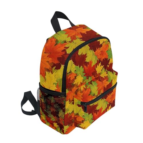 Autumn Leaves Orange Red Toddler Backpack for Girls Boys, Small Travel Backpack with Name Tag Kids School Backpacks, 3-8 Years2