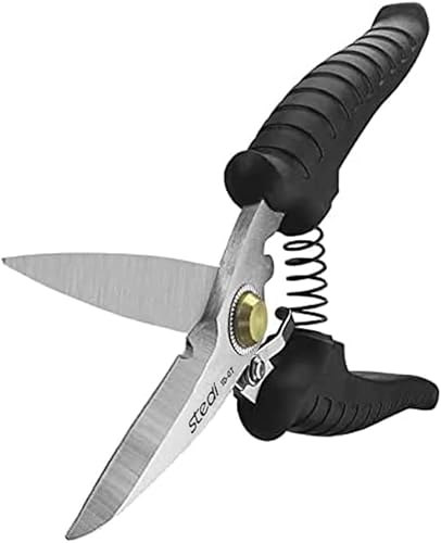 stedi Scissors Heavy Duty, Multi-Purpose Shears with Finely Serrated High Carbon Stainless Steel Blades -Easy Cutting Electrical Cable Notch, Insulation, Non-Slip Comfortable Handle, Soft Cable