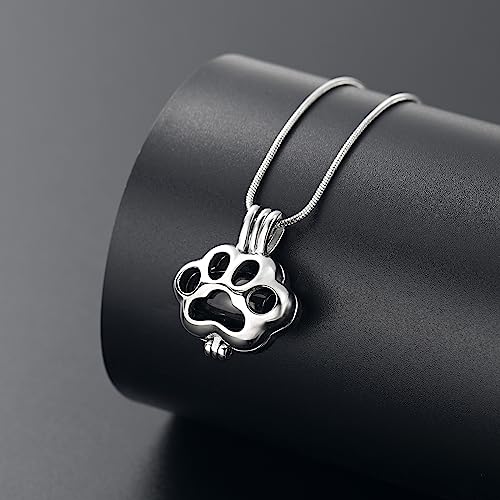 QGJNSGC Pet Cremation Jewelry for Ashes for Dog Cat Paw Print Memorial Locket Urn Necklace with Mini Case Keepsake Cremation Jewelry for Women/Men - Image 3