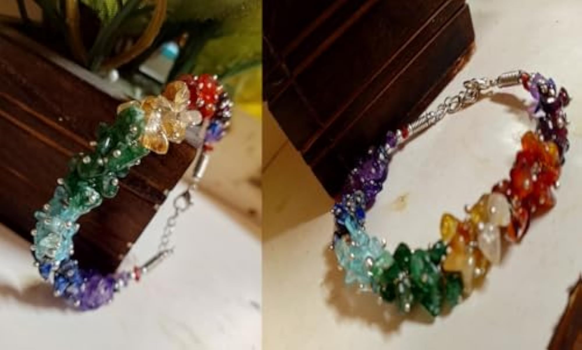 7 Chakra Chip Crystal Bracelets Combo Set, Mindblowing Gift