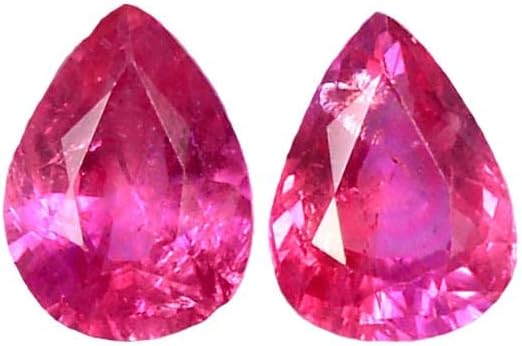 Par de 2,72 CTS de corte de pera de rubí natural certificado de 0.315 x 0.236in, gemas sueltas calibradas de la mejor calidad, 8x6, Gema, rubí