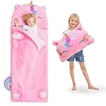 iPlay, iLearn Kids Unicorn Sleeping Bag, Toddler Girl Nap Mat, Plush Animal Slumber Bag 2 In 1 Pink Pillow Daycare Preschool Kindergarten Birthday Gift Travel Sleepover 3 4 5 6 7 8 10 12 Yr Child Teen