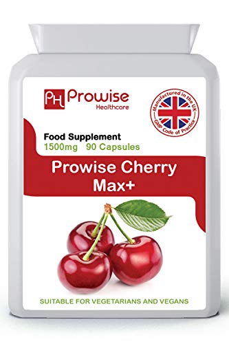 Cherry Max 1500 mg 90 cápsulas Cerezas Montmorency de alta resistencia - Fabricado en el Reino Unido | Estándares GMP de Prowise Healthcare