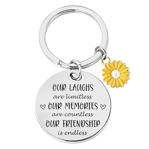 JIOMULIG Friendship Gifts for Best Friend - BFF Bestie Soul Sister Birthday Christmas Valentines Galentines Thanksgiving Mothers Day Stocking Stuffers Sunflower Keychain Keepsake