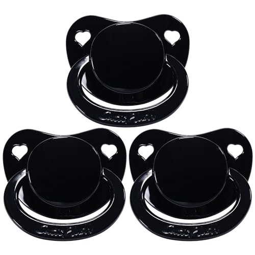 CutiePlusU Adult Sized Pacifier Dummy for Adult Babies-Big Shield 3 Pack-Black