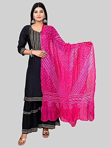 Image of PK HUB Women's Jaipuri Rajasthani Art Silk Bandhej Bandhani Dupatta