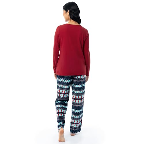 Image of Fruit of the Loom Women's Sueded Jersey Crew Top and Fleece Pant Sleep Set