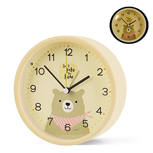 Réveil Enfant Garçon Fille,Reveil Enfant Analogique,Silencieux sans tic-tac Réveil,Petit Réveil à Quartz De Voyage Léger,avec Snooze Et Lumière,à Piles,Réveil de Chevet pour Enfants Cover