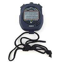JZK Handheld Digital Stoppuhr Timer, 2 Zeilen 10 Speicher, Countdown Alarm, Akku + Lanyard, PC2810, für Sports Training