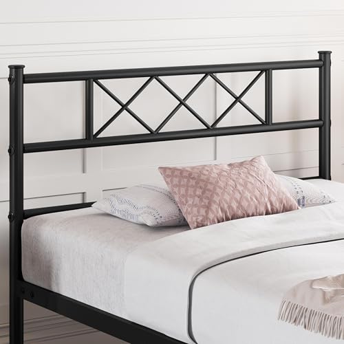 image for Yaheetech Twin Size Metal Platform Bed Frame with Simple Headboard and