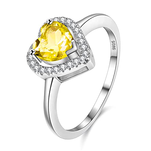 Uloveido Platinum Plated Crystal Love Heart Solitaire Wedding Promise Rings Valentines Gifts for Women Female Y3130