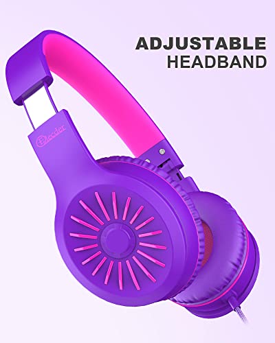Image of Elecder i45 On-Ear Headphones with Microphone - Foldable Stereo Bass Headphones with No-Tangle 1.5M Cord, 3.5MM Jack, Portable Wired Headphones for Smartphone Computer MP3 /4 Tablet Travel - Purple | Foldable Portable, 1.5M Cord Headphone Stereo Aux Jack 3.5mm Headset for Smartphones Chromebook Computer PC Airplane Travel