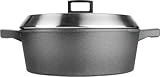 Estable asas laterales Woll 828LCL Cacerola, Hierro Fundido, Negro, 28 x 28 x 10 cm