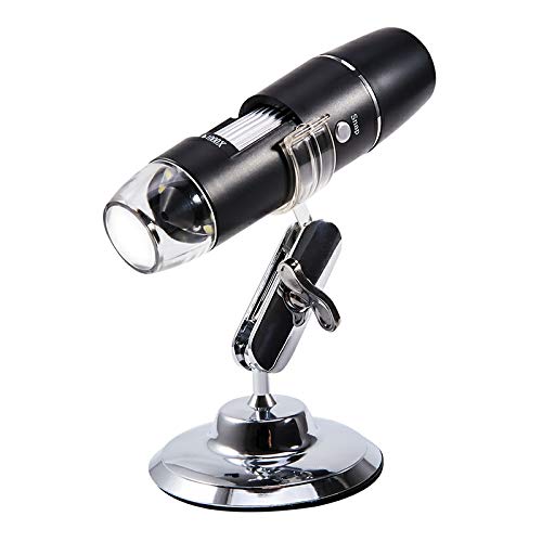 DecentGadget - Microscopio digital inalámbrico con wifi (50 x 1000 x USB con cámara de microscopio HD 1080P, 2 MP, 8 luces LED y base universal, para iPhone/iPad/Android/IOS