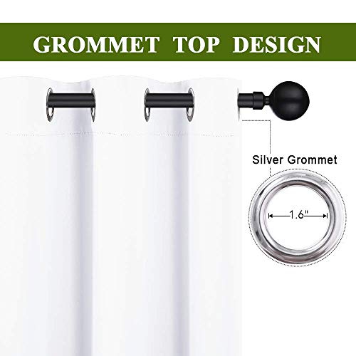 Image of NICETOWN Draperies Curtains Panels, Blocking Out 50% Sunlight Window Treatment Curtains, Grommet Small Window Drapes for Bedroom (2 Panels, 34 by 63, Pure White)