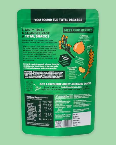 Image of TOTAL SNACC Roasted Bhujia Pudina Lime 125g | High Protein 19g, High Fibre 12g | 70% Less Oil | No Palm Oil | Baked Bhujiya | Healthy Namkeen | High Protein Snacks | Diabetic Friendly | Millet Bhujia | Low Calorie