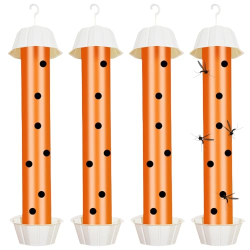 LEKEFETO 4 trampas grandes para moscas para interiores y exteriores, atrapamoscas con tiras adhesivas, trampa para moscas de la fruta, para interior y exterior, color naranja