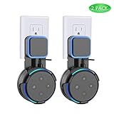 Echo Dot 3rd Wall Mount, Outlet Wall Mount Hanger Holder Stand for Echo Dot 3rd Generation,Built-in Cable Management, Plug in Kitchens, Bathroom and Bedroom - Black 2 Pack