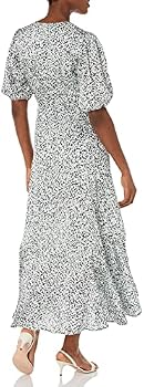 CLUB MONACO Women's Easy MIDI WRAP Dress, GREEN MULTI, 6 Fashion