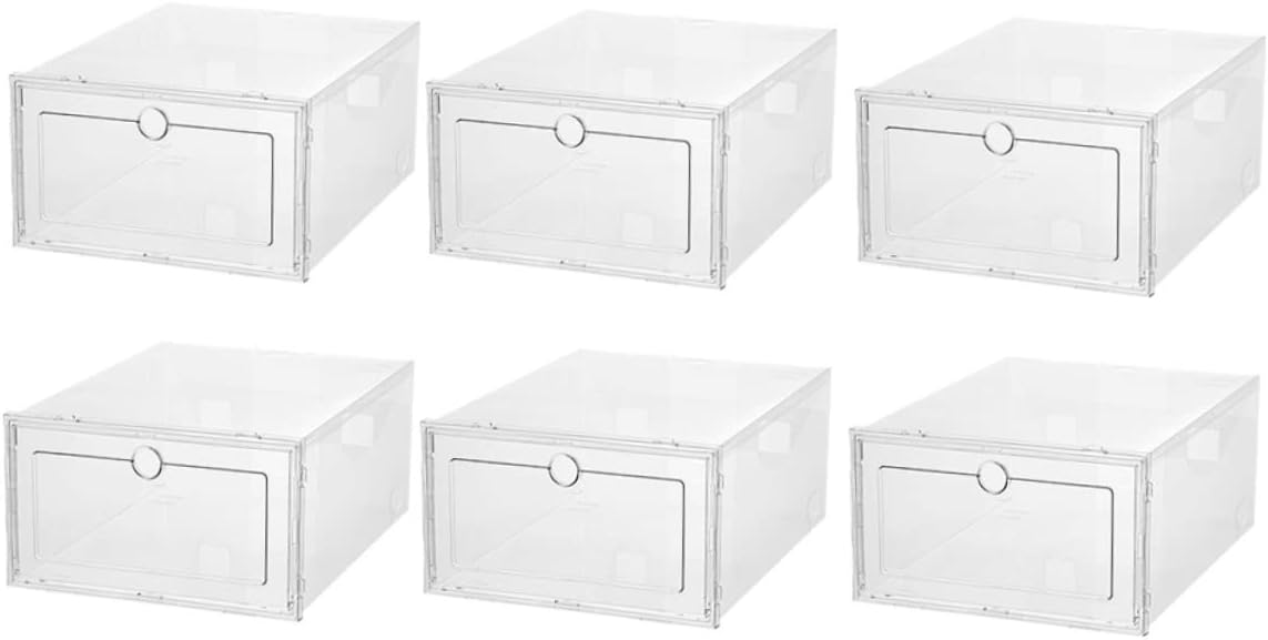 IMIKEYA 6pcs Boxes Transparent Shoe Box Slot Container Shoe Boxes Shoe Bins Organizer Clear Small Drawers Boxes for Shoes and Shoebox Cover Foldable Shoe Stacker Shoe Display Case Plastic