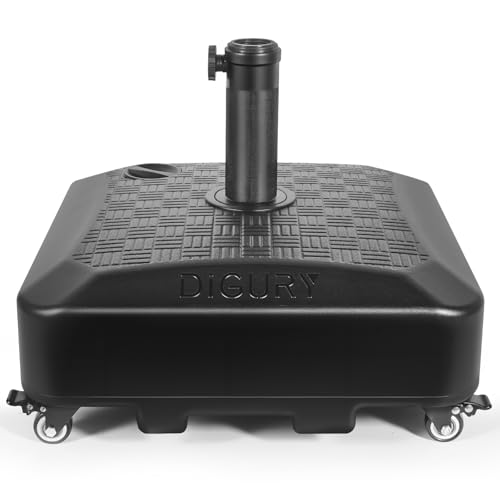 Umbrella Base Outdoor Patio Umbrella Stand with Wheels Fillable 125lb Heavy Duty Mobile Base Weighted Rolling Stand – Black