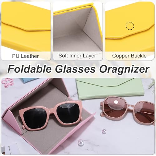 Image of PATIKIL Foldable Glasses Case, Triangle Magnetic Sunglasses Organizer Case PU Leather Hard Eyeglass Case for Women (2 Pcs)