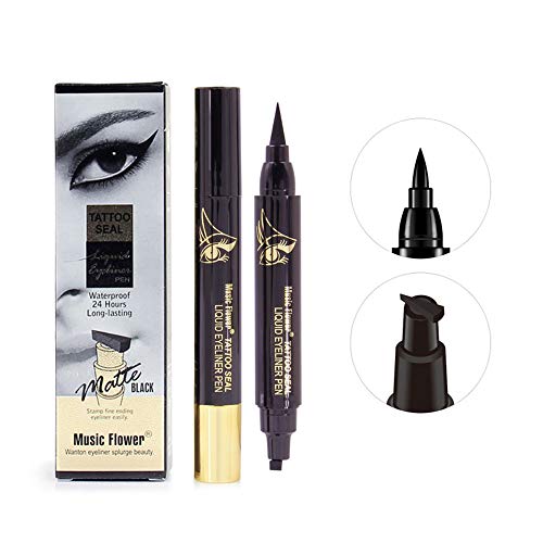 Official Eyeliner Winged Stamp Pen Tattoo Seal Matte Black Waterproof Long-lasting Smudge-proof Quick-Dry (Triangle)