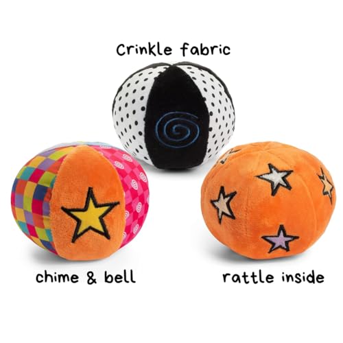 Genius Baby Toys Montessori Sensory Soft Balls with Sensory Sounds and Textures - Set of 3 - Practice Grasping - Gift Set Perfect for 6-12 Months Baby Toys