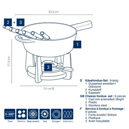kela - Service à Fondue Fondue Calido 1.8L Rouge - 1.8L - Fonte