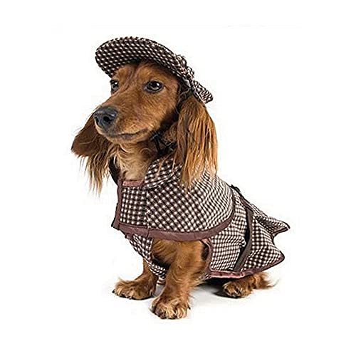 Hotumn Detective Dog Costume with Hat Halloween Party Dog Clothes Consulting Detective Dog Suit for Small Medium Dogs & Cats (Small)