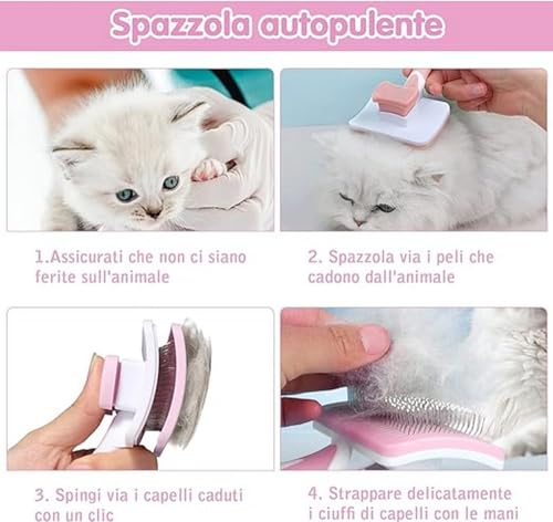 Vinabo Brosse Autonettoyante Pour Animaux de Compagnie,Brosse Pour Poils Longs et Courts,Pour Chiens Chats Eliminer Efficacement des Tomentose Sous-poil Tangles , Rose - Image 5