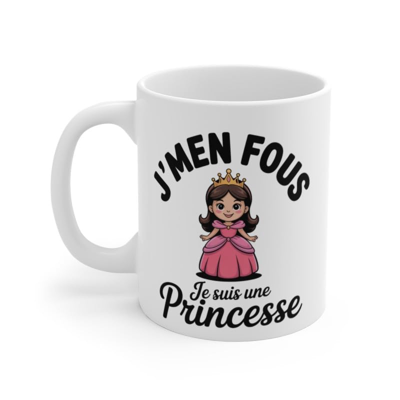 Teecustom Mug Humour Princesse – Tasse Drôle J’men Fous Je Suis Une Princesse Céramique 325ml – Compatible Micro-Ondes & Lave-Vaisselle – Cadeau...