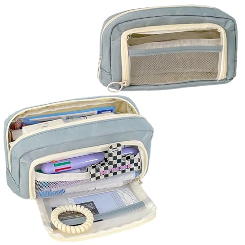 Image of Pencil Case Large Capacity Pencil Pouch, Aesthetic Pencil Case Pouch, Cute Pencil Case for Kids Students, Kawaii Pencil Bag, Preppy Pencil Case for School, Stationery Storage Bag