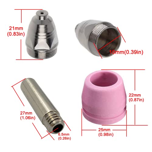 Plasma Cutter Consumables 50PCS WSD60 AG60 Non-Touch Pilot Arc Plasma Cutting Torch WSD-60 Accessories Electrodes Tips Nozzles Guides Kit Suitable for CUT50P CUT60P CUT-50F Cutting Machine - Thumbnail 2