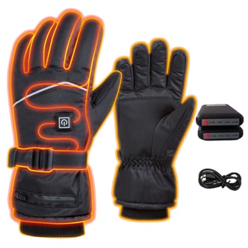 Calentado - Guantes de calentamiento eléctrico de tela de poliéster con 3 modos de calor - 32 cm de sellado de guantes impermeables chófer de mano | Guantes de pantalla táctil para hombres,