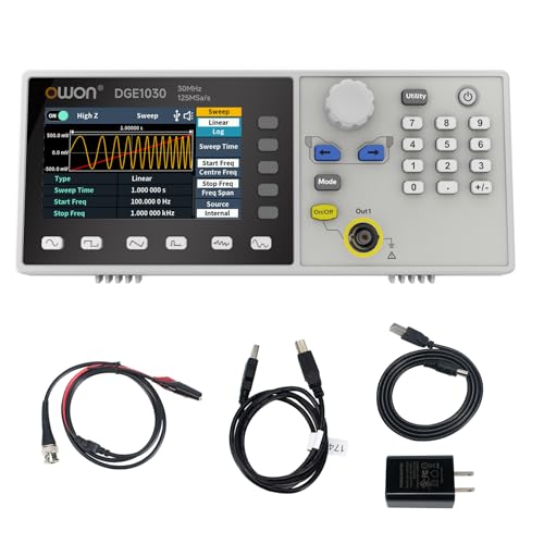 OWON DGE1030 Signal Waveform Generator,30MHz Bandwidth and 125MSa/s Sample Rate,8K Waveform Length,14 Bits Vertical Resolution Function Generator with 3.6 inch TFT LCDSupport SCPI and LabVIEW