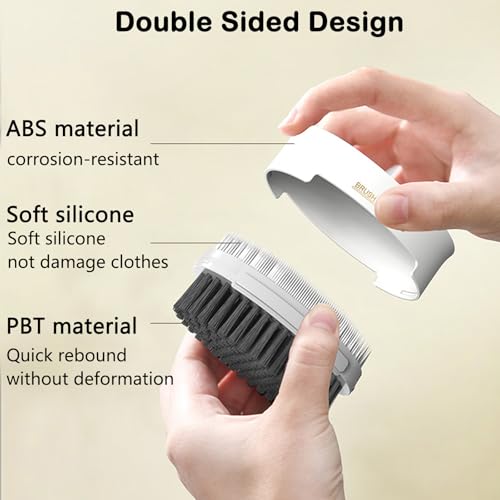 Image of Double-Side Soft Bristle Silicone Laundry Stain Brush - Scrub Brush for Cleaning Clothes, Shoes, Hats, Fine Fabrics