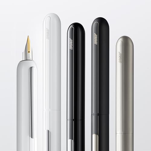 Image of Lamy dialog Palladium - capless fountain pen with twist mechanism - 14 kt gold nib, partially platinum-plated & in size B - incl. ink cartridge T 10 blue & converter Z 27 - right-handed