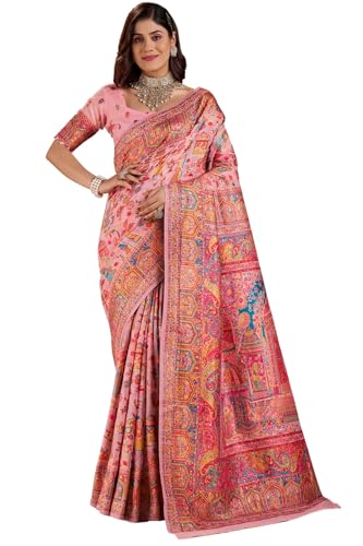 Image of SGF11 Women's Kanjivaram Pure Soft Silk Saree With Unstitched Blouse Piece