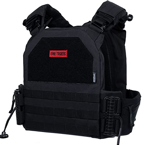 OneTigris Tactical Weight Vest, Strength and Endurance Training Weight Vest, Adjustabel Breathable Weighted Vest with Quick Release Buckle and Side Pockets, Heavy Weight Vest for Men Women for Workout, Fitness, Running(WEIGHT NOT INCLUDED)