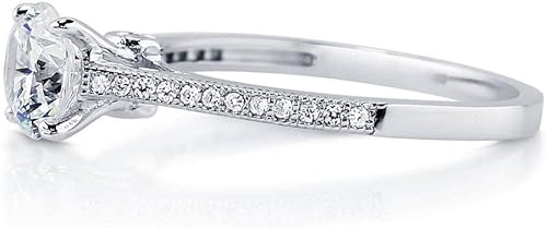 Vista 3 de BERRICLE anillo de compromiso o promesa, solitario de circonia cúbica CZ y plata de ley chapada en rodio