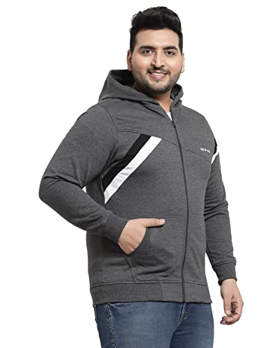 Image of Kalt Men Full Sleeves Zipper Fleece Striped Hoodie