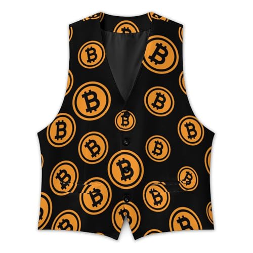 Bitcoin Logo Funny Men's Formal Suit Vest Casual Business Dress Waistcoat Printed Vest Slim Fit2