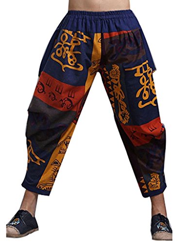 Taille élastique imprimé pantalons Youlee avec poches profondes et tissu fluide