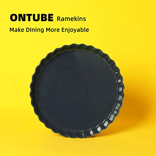 ONTUBE Pie Pans- 11 Inches Ceramic Quiche Pans, Round Pie Tins for Baking ,Oven Safe, Set of 2 (Navy)